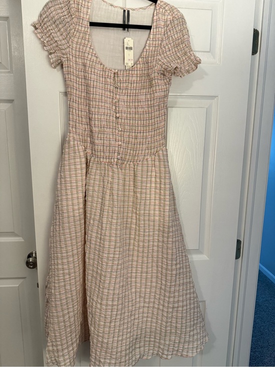 Anthropologie Dresses & Skirts - Women’s Pink Plaid Short-Sleeve Dress